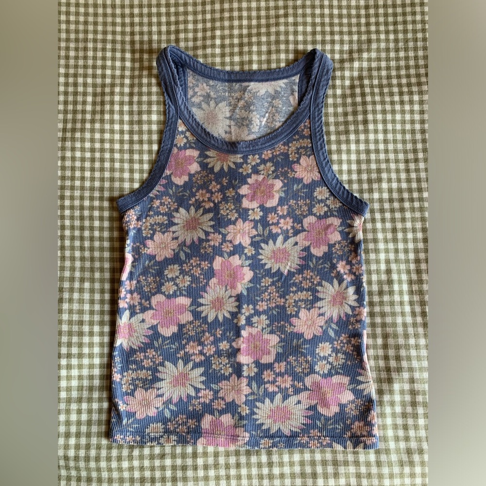 AE Floral Tank Top - Blue and Pink